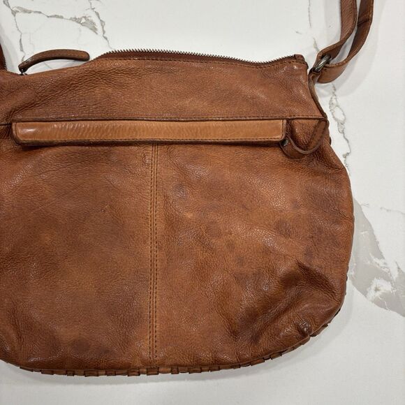 Vilenca Holland Purse Woven Leather Cognac Crossbody Bag Shoulder Zip Brown - Picture 6 of 7